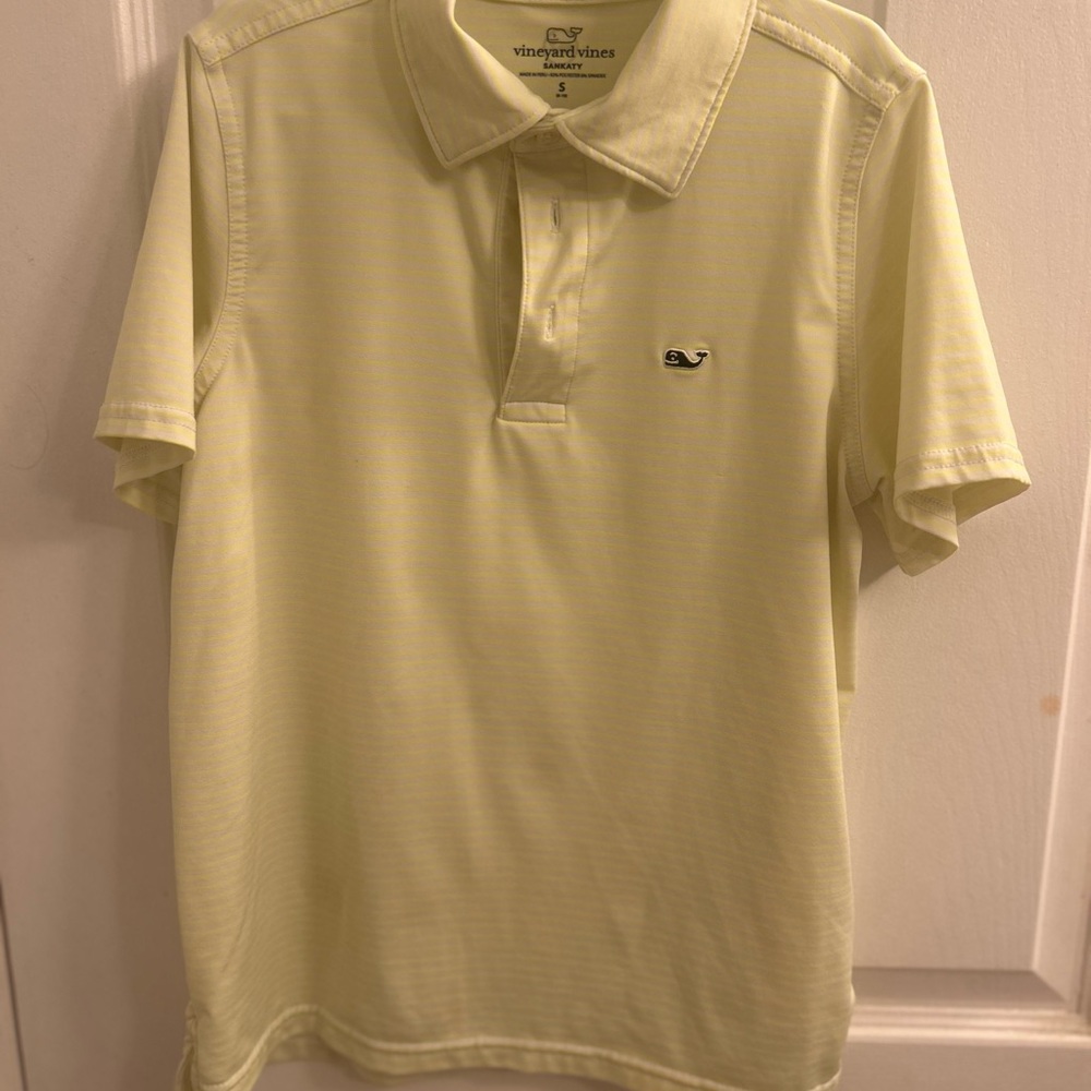 Vineyard Vines Boys Neon yellow and White StripedPolo Shirt